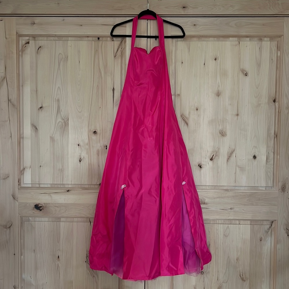 Vintage Custom Made Pink Sweetheart Dress with Tulle and flower accents. EUC!